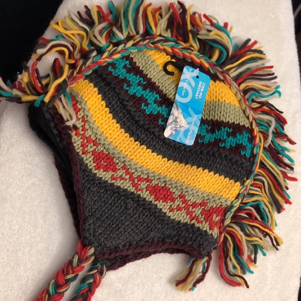 Colorful Handknitted Beanie Horn Winter Hat